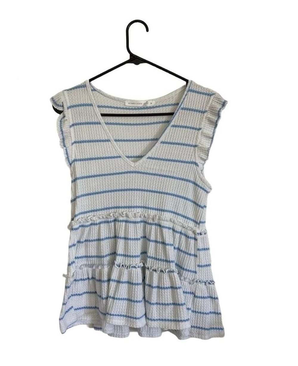 Altar'd State Striped Peplum Ruffle Tank Top